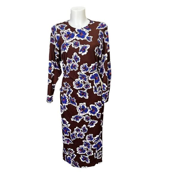 Tanya Taylor Brown Amara Ponte Floral Midi Dress size Small New‎ - Picture 1 of 12